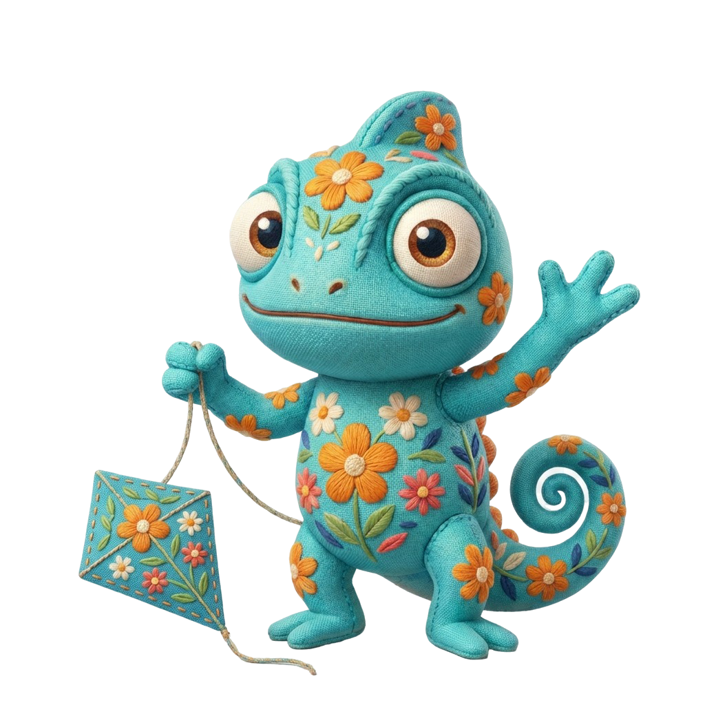 KidsCraft chameleon flying a kite