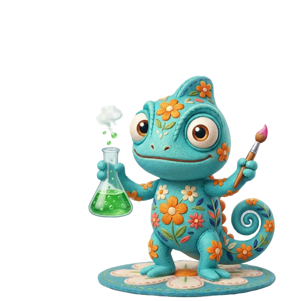 KidsCraft chameleon with science beaker